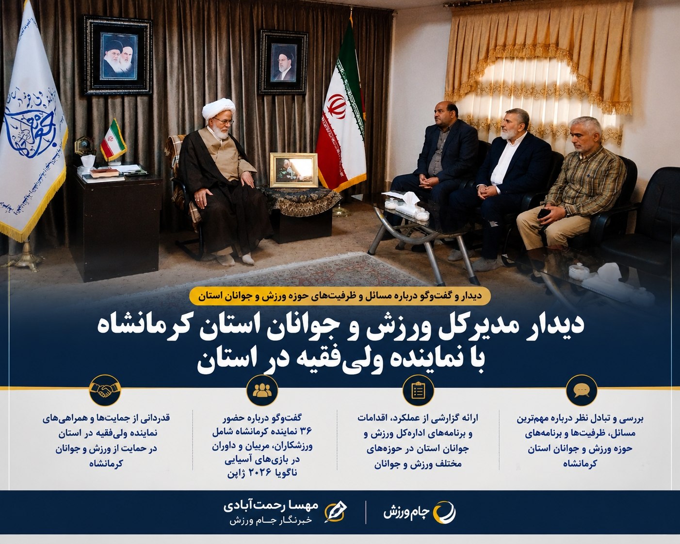 دیدار مدیرکل ورزش و جوانان استان کرمانشاه با نماینده ولی‌فقیه در استان